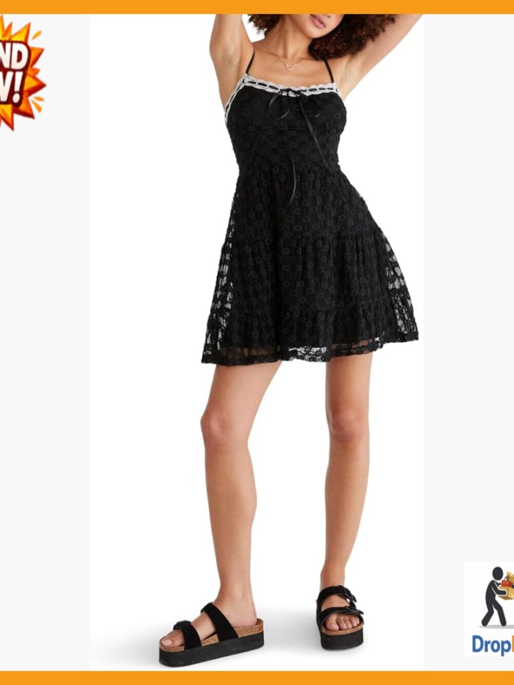 Flowy Babydoll Dress Tiered Skirt Adjustable Straps Lace Corset Chic Casual